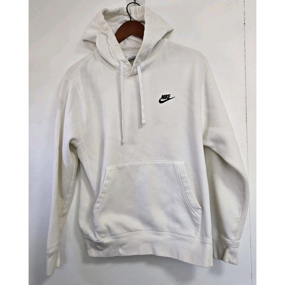 Nike Hoodie‎ Mens White Size S Club Pullover Sweat Shirt BV2654-100 Athletic